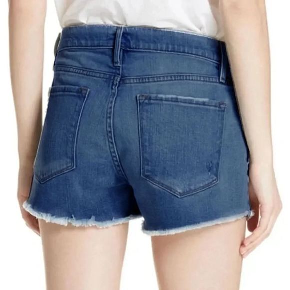 Frame - "Le Cutoff" Denim Distressed Shorts - SZ 27, Medium Wash - Picture 3 of 12